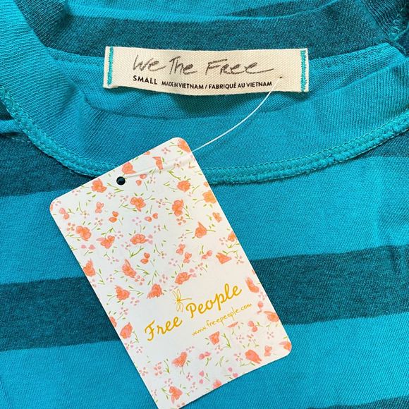 We The Free x Free People Striped Twist Knot Tank Top in Jungle Teal - Sz Small - Picture 7 of 8